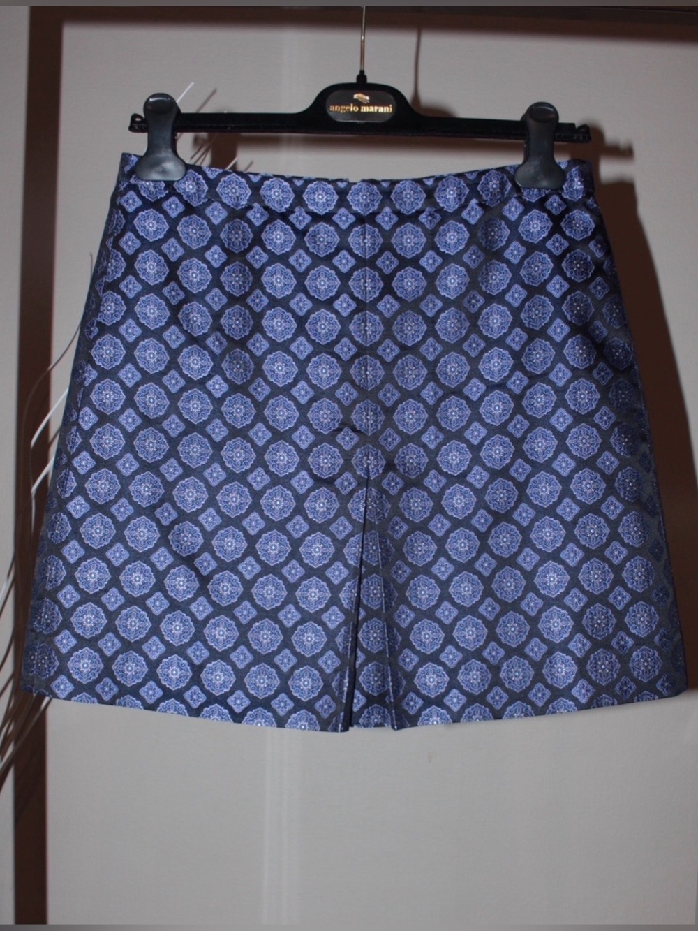 J.Crew Blue and Black Patterned Silk Mini Skirt